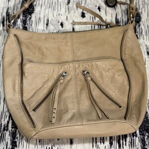 The Sak Taupe Leather Shoulder Bag